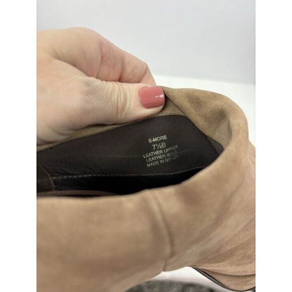 Elizabeth & James E-more Platform Booties Tan Brown Leather 7.5 B Peep Toe - Picture 10 of 13